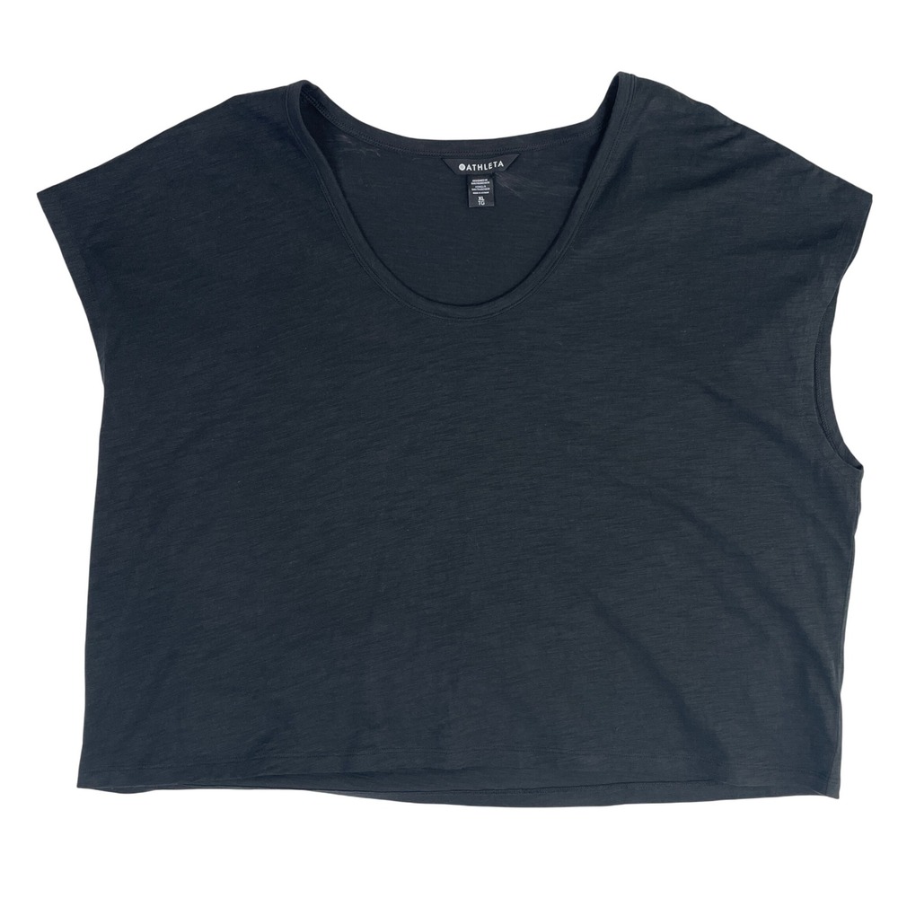 Athleta Black Relaxed Fit Crop Top Sleeveless T-Shirt Womens XL